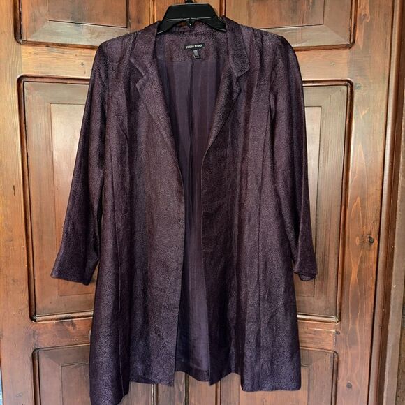 Eileen Fisher Open Jacket Small XS / TP - Purple - Linen Silk EUC! - Picture 1 of 6